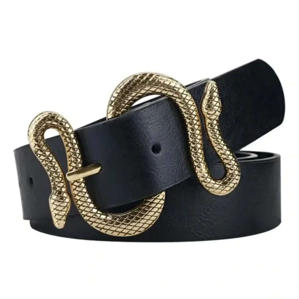 Textured Animal Vegan Leather Snake Belt